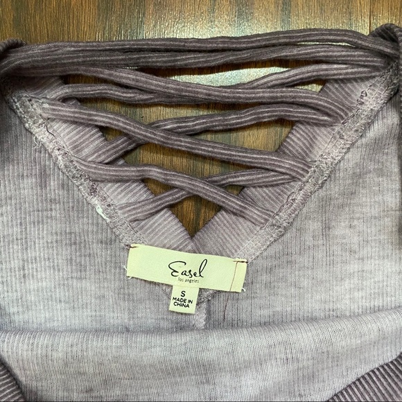 Easel Purple Burnout Lattice Back Swing Dress - Picture 3 of 7